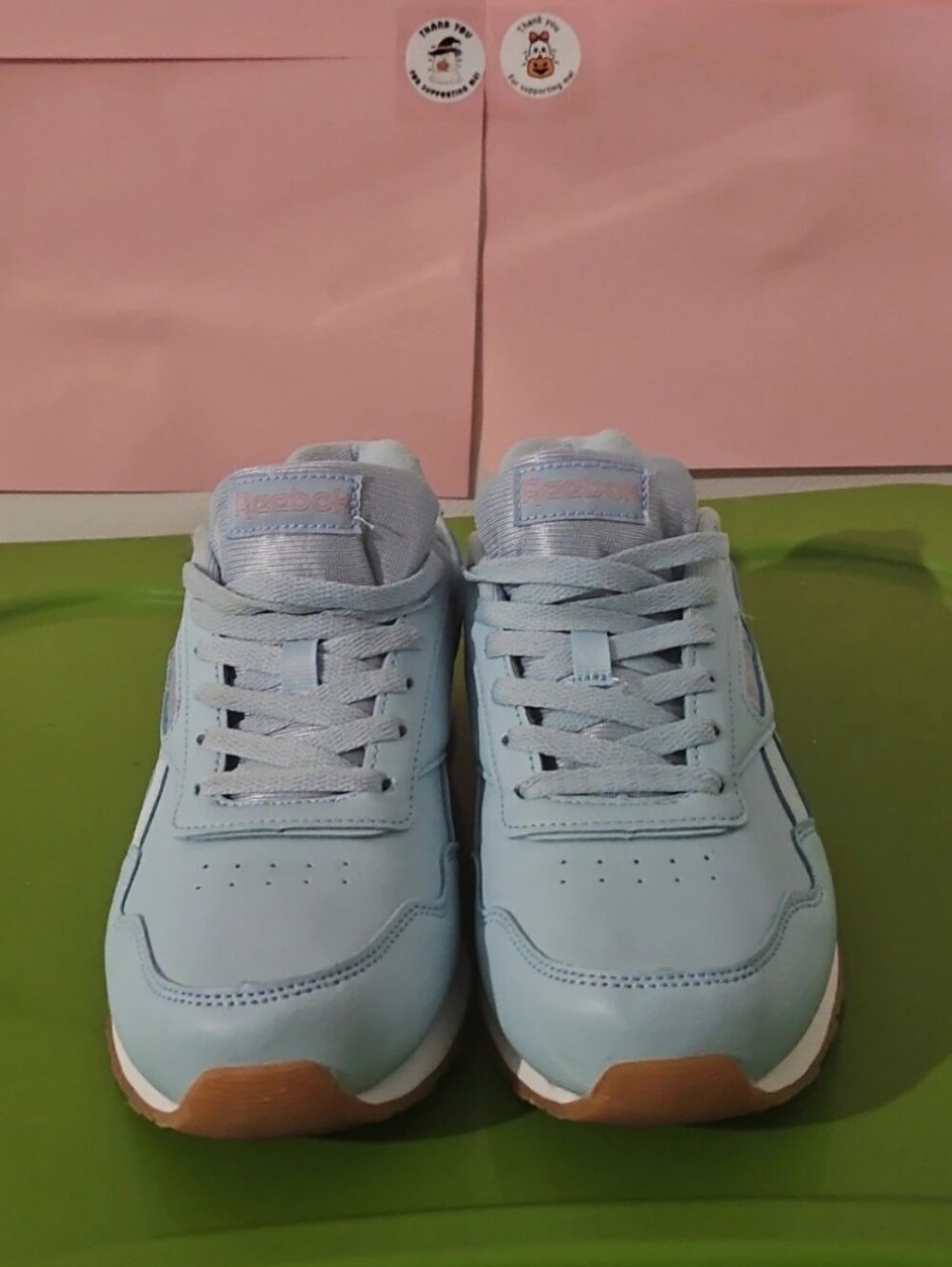 Reebok Light Blue Lace-Up Athletic Sneakers with Gum Soles